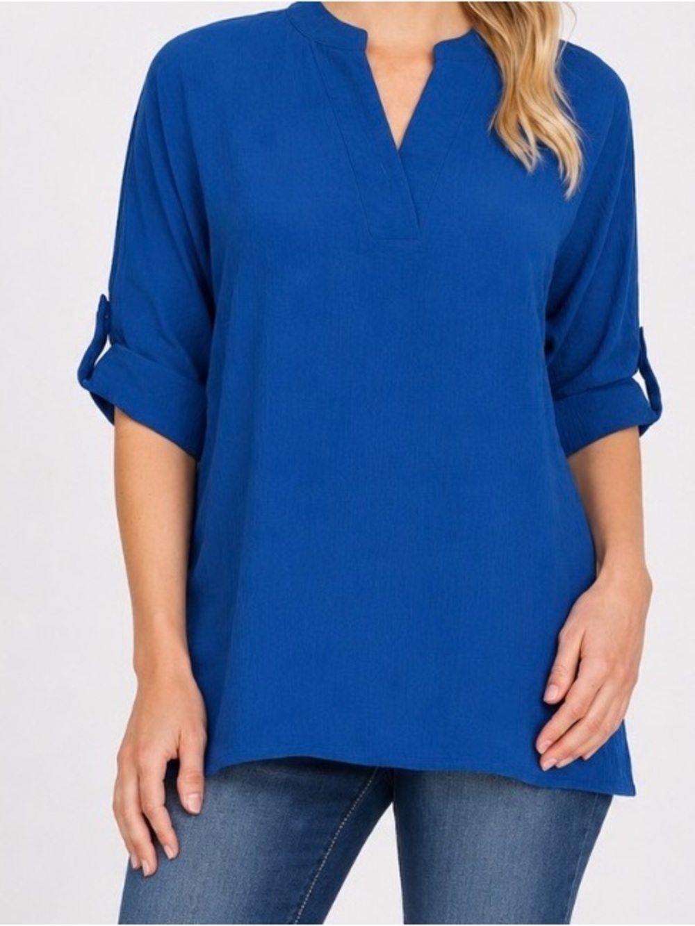 Women’s Joan Vass Azure Blue Dolman Sleeve Blouse
